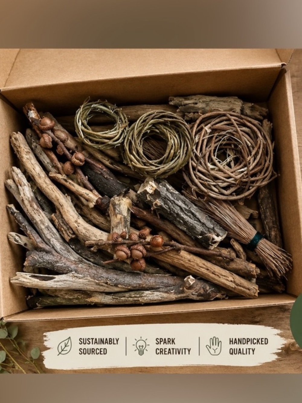 Natural Driftwood & Twig Craft Box | DIY Art Supplies | Custom Bundles